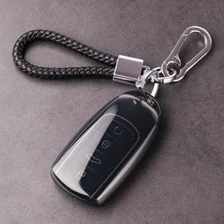 Sleek Car Key Case with Key Chain - TPU Style Cover Shell (Black Style C 1pcs)