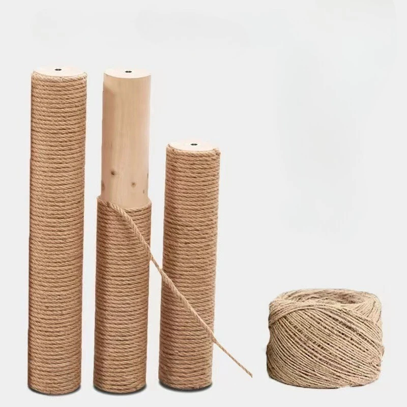 Tree-Shaped Sisal Cat Scratching Post with Solid Wood Base - DIY Kitten Climbing Frame and Pet Toy Accessories