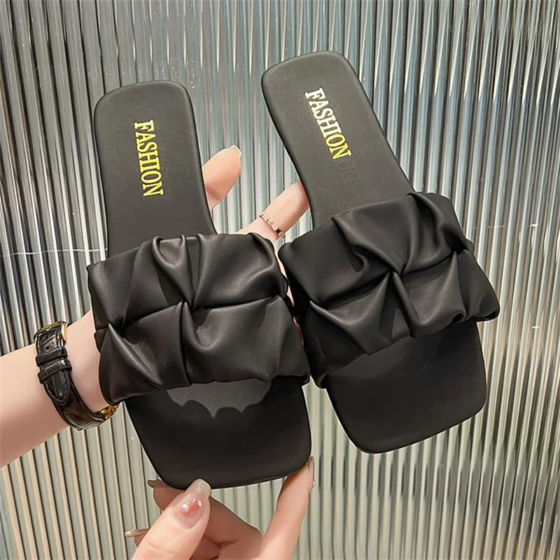 Women's Solid Color Flat Mules, Slip On Point Toe Ankle Strap Buckle Slingback Comfy Shoes, Women's Daily Shoes