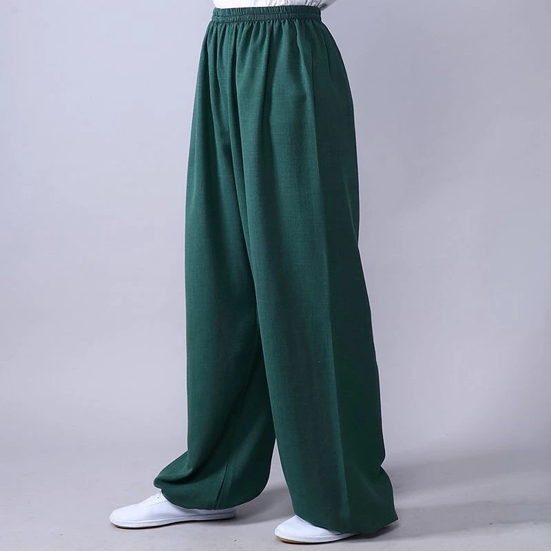 Martial Arts Tai Chi Yoga Pants Cotton and Linen Kung Fu Fitness Dance Running Pants Men Women Morning Exercise Clothing
