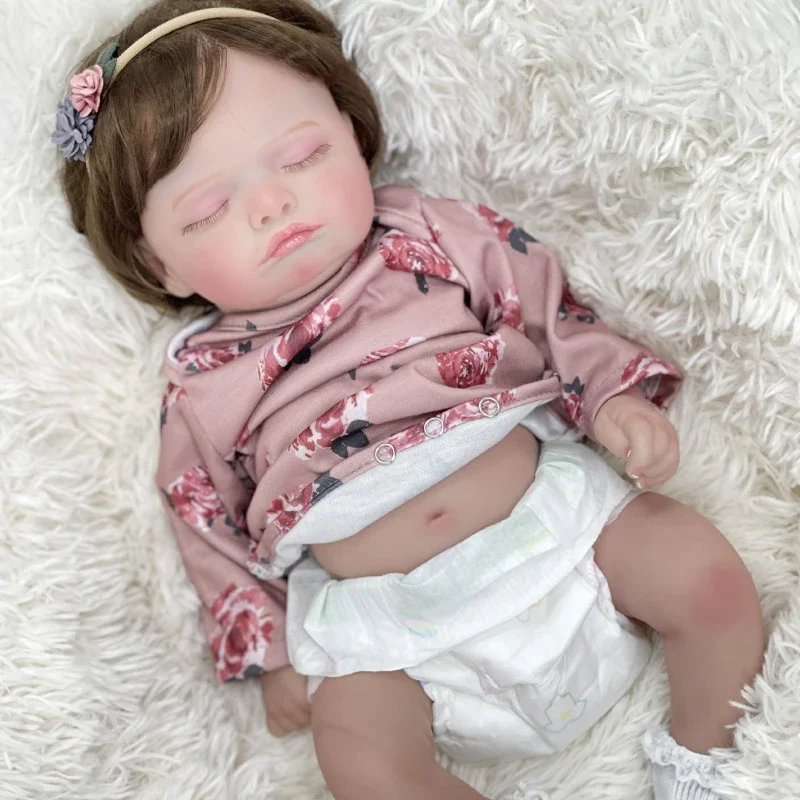 

45CM Full Body Silicone Rosalie Bebe Reborn Girl with Rooted Hair Handmade Lifelike Realistic Reborn Doll Toy for Children