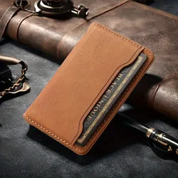 Luxury Faux Leather Magnetic Flip Wallet with Card Storage and Stand Feature (Brown)