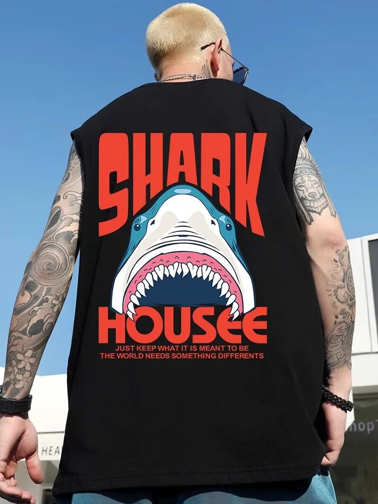 thumbnail image 1 of Chaleco con estampado de tiburón y anime de verano para hombre, estilo hip hop, talla grande, Y2K, ropa de calle, camisetas sin mangas con estampado gráfico para hombre, 1 of 5