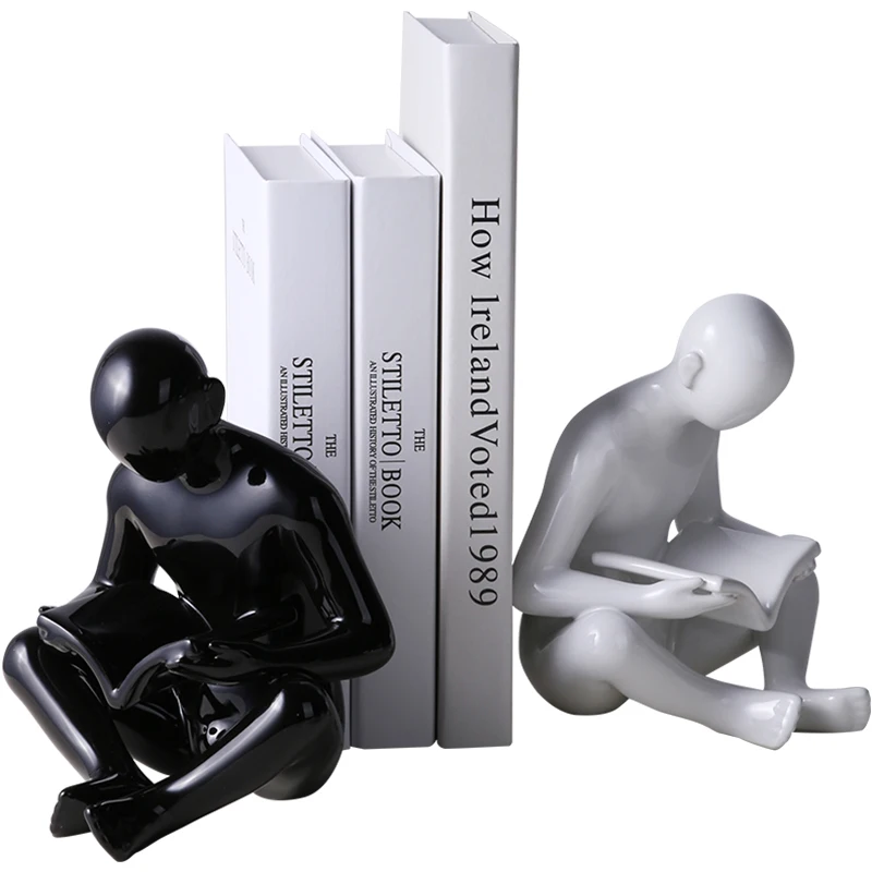 

Ceramic Read Bookend Figure Ornaments Home Decor Bookend Office Desktop Book Holder Decoration Crafts Home Decoration Book Stand