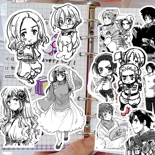65Pcs Hetalia APH Anime Peripheral Stickers DIY Handbook Decoration Phone Case Cup Skateboard Waterproof Graffiti Stickers - Image 6