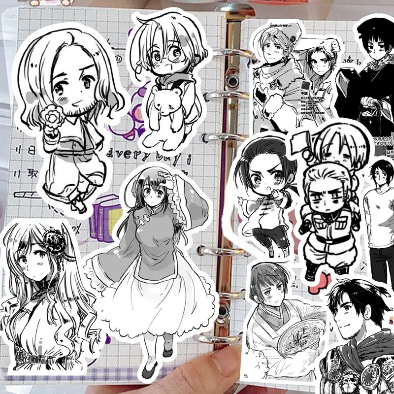 65Pcs Hetalia APH Anime Peripheral Stickers DIY Handbook Decoration Phone Case Cup Skateboard Waterproof Graffiti Stickers - Image 6