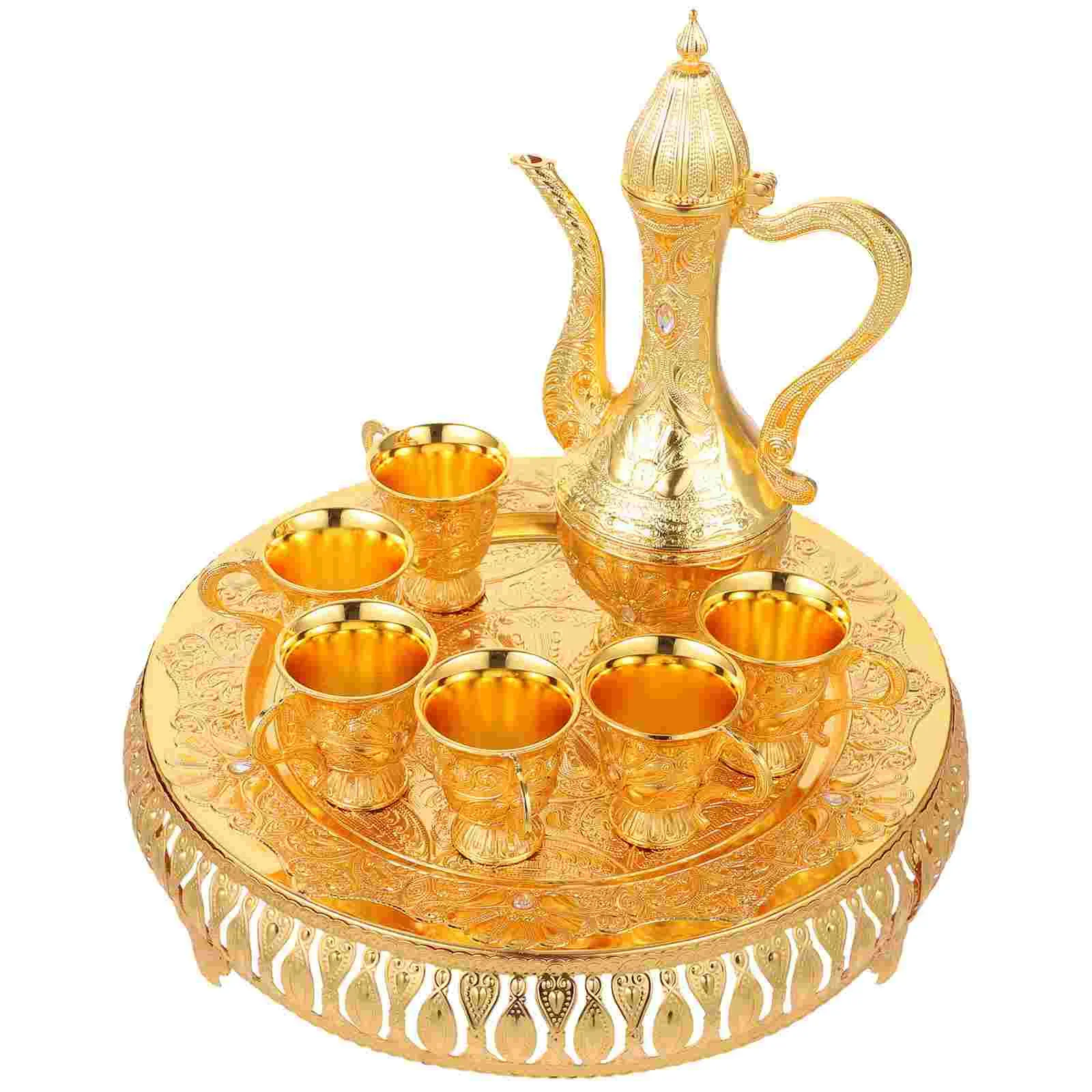 

Teapot Set Coffee Tray And Wine Pot With Cups Turkish Metal Cup Mug Kit Tea Drinking Includes