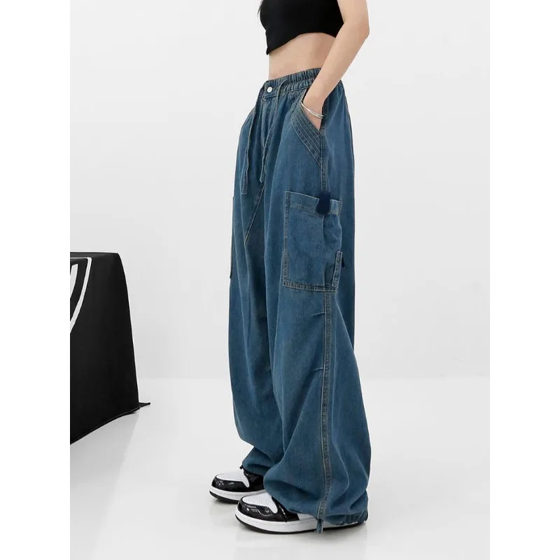 

Deeptown Y2k Vintage Baggy Cargo Jeans Woman Harajuku Fashion Kpop Streetwear Gyaru Wide Leg Denim Pants Spring Casual Trousers