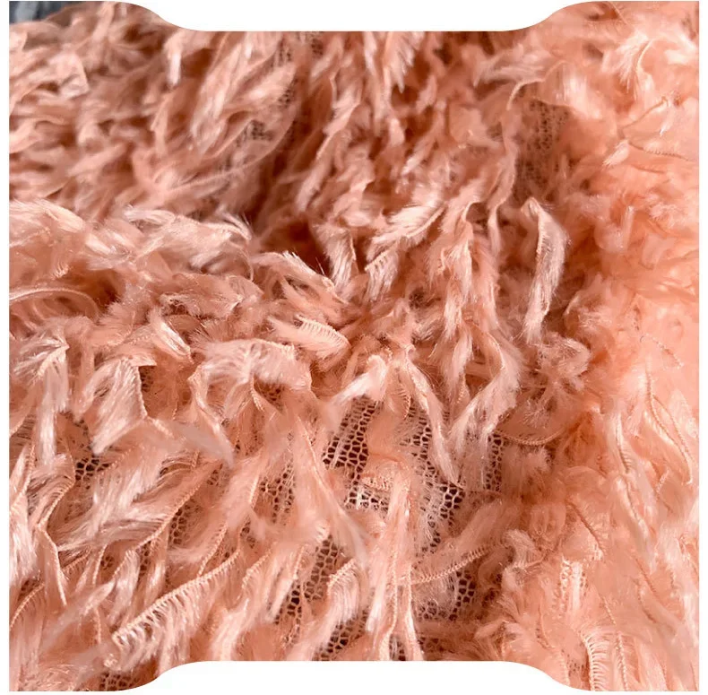 Description Picture 5 of itemNew Feather Tassel Fabric Chemical Fiber Plush Mesh Fabric DIY Dress Skirt