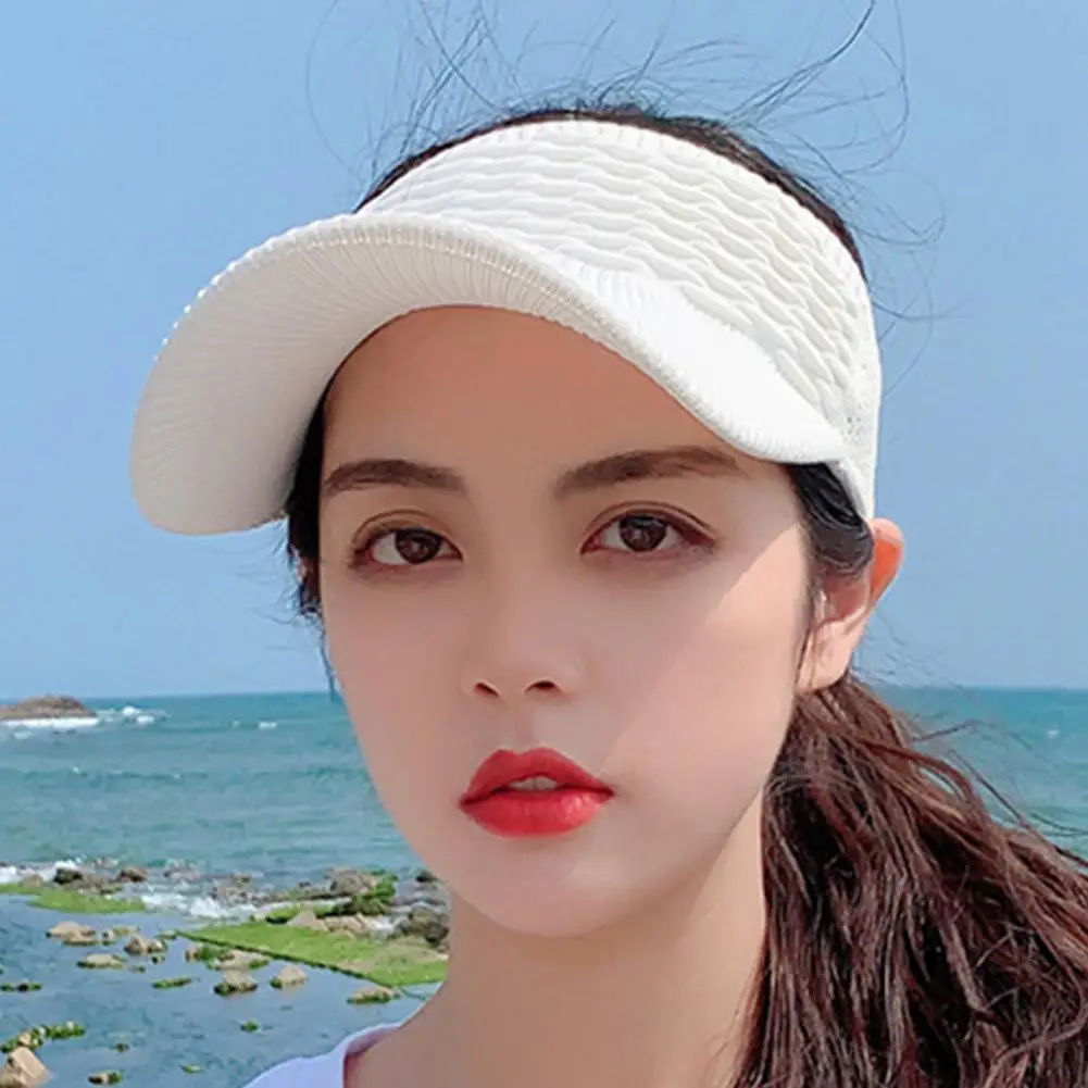 Tennis Caps Yoga Baseball Hats Women Sunshade Empty Top Hat Visor Suncreen Hollow Out Sports Sunhat Female Sun Caps Summer Sun Hat Elastic Foldable Beach Caps