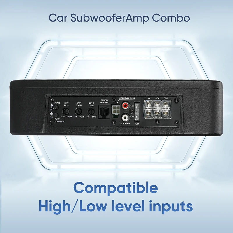 AINAVI 10-Inch Active Slim Under Seat Car Subwoofer – 800W Max, Built-in Amp, LED Lights, Remote Control, Complete Wiring Kit - View #7
