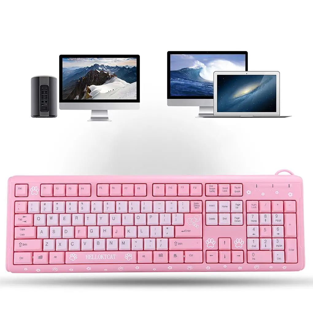 인체공학적 범용 노트북 와이어 키패드, 핑크 키보드, 사무용품, 귀엽고 매력적인 컴퓨터 키패드