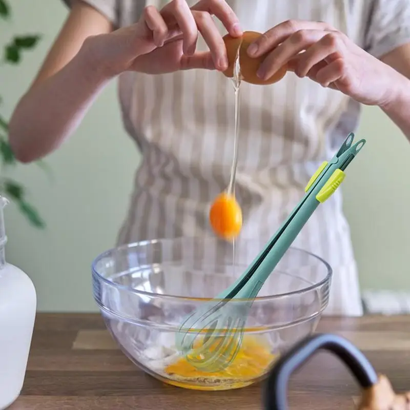 Egg Beater Whisk 2 in 1 Egg Mixer Egg Beater Kitchen Tongs Versatile Kitchen Tools Food Clip Hand Mixer Egg Whisk for Cooking