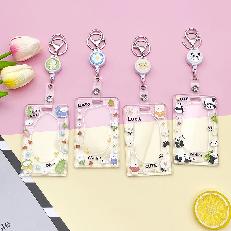 

Kawaii Panda держатель для карт s прозрачные акриловые Чехлы для карт, полезная идентификация, Рабочая карта