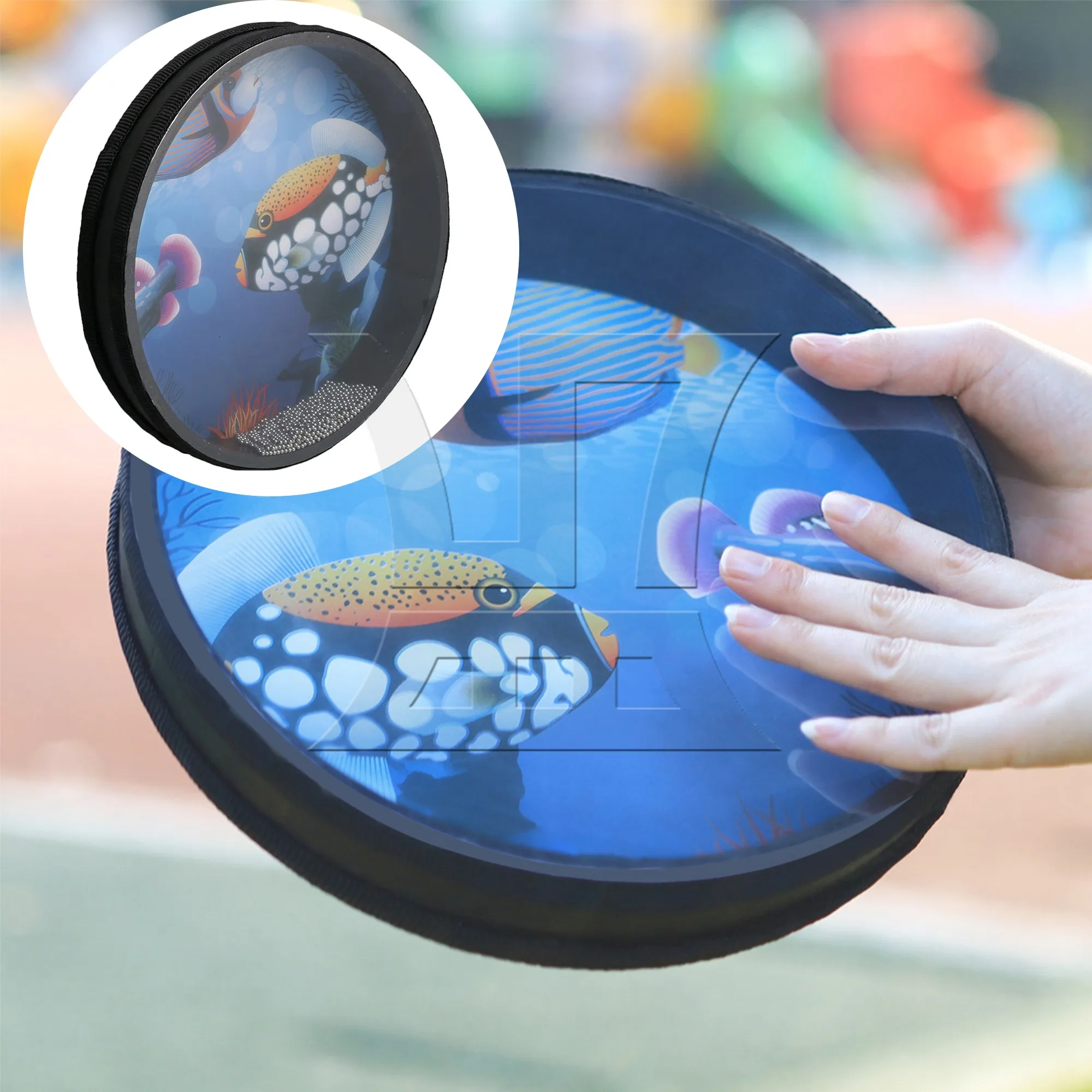 Yibuy 2 Pcs Ocean Sound Wave Bead Hand Drum Musical Instruments for Gathering