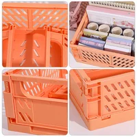 5 Color Organizing Storage Baskets Case Folding Student Desktop Basket Tape Stationery Plastic Foldable Container Storage Box 4