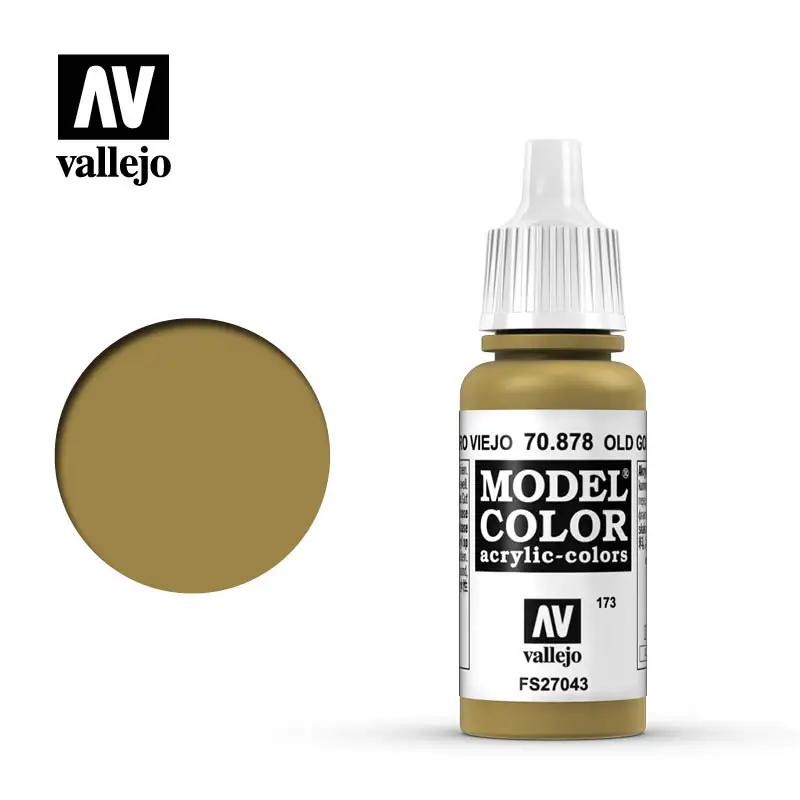 

Краска Vallejo акриловая испанская, AV Oro, старое золото 70878, 173, цветная модель на водной основе, ручная роспись, Gunpla Gundam Military 17 мл