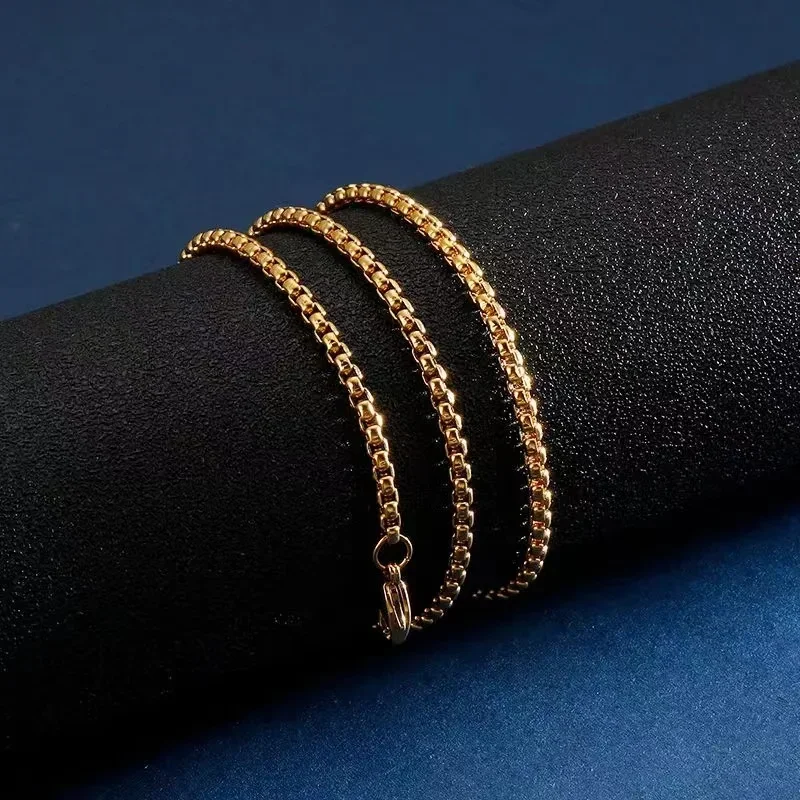 Elegant 18K Gold-Plated Sterling Silver Chain Necklace, 4mm – Perfect for Weddings and Special Occasions, Adjustable Length (18-24 Inch)