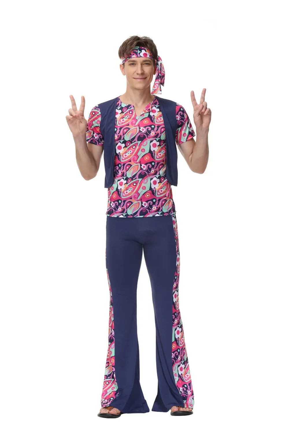 Retro 60s 70s Hippie Cosplay Carnival Halloween Costume Men Women Fancy Disguise Clothing Party Hippie Rock Disco Night Club