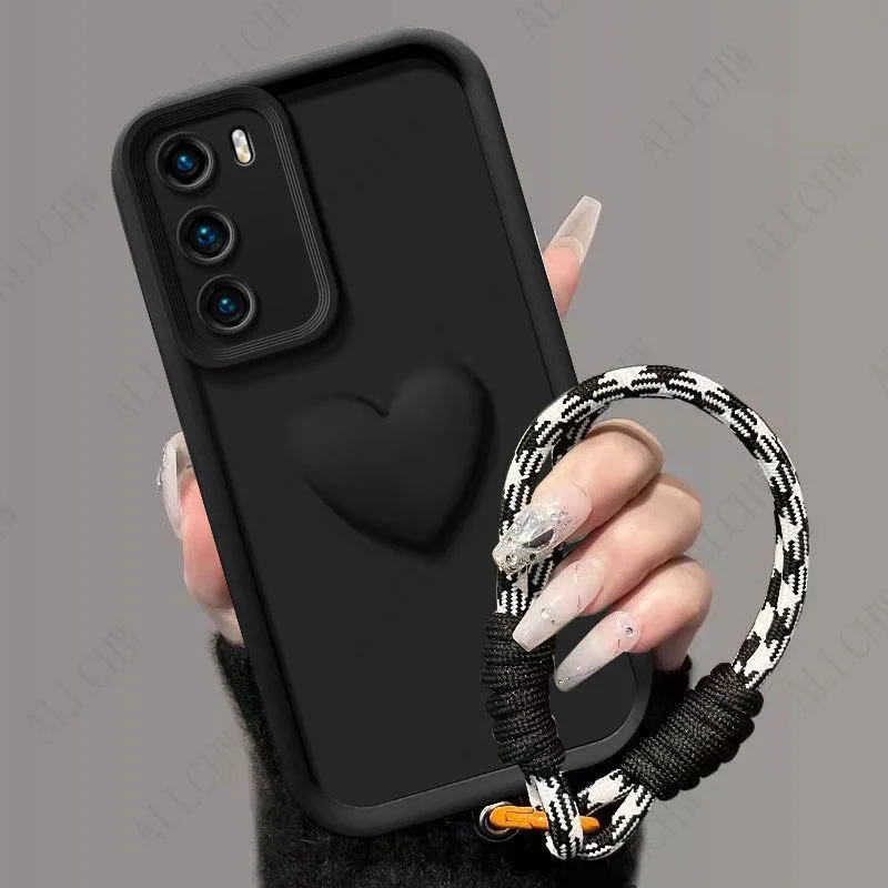 Love Heart Hand Strap Phone Case Cover