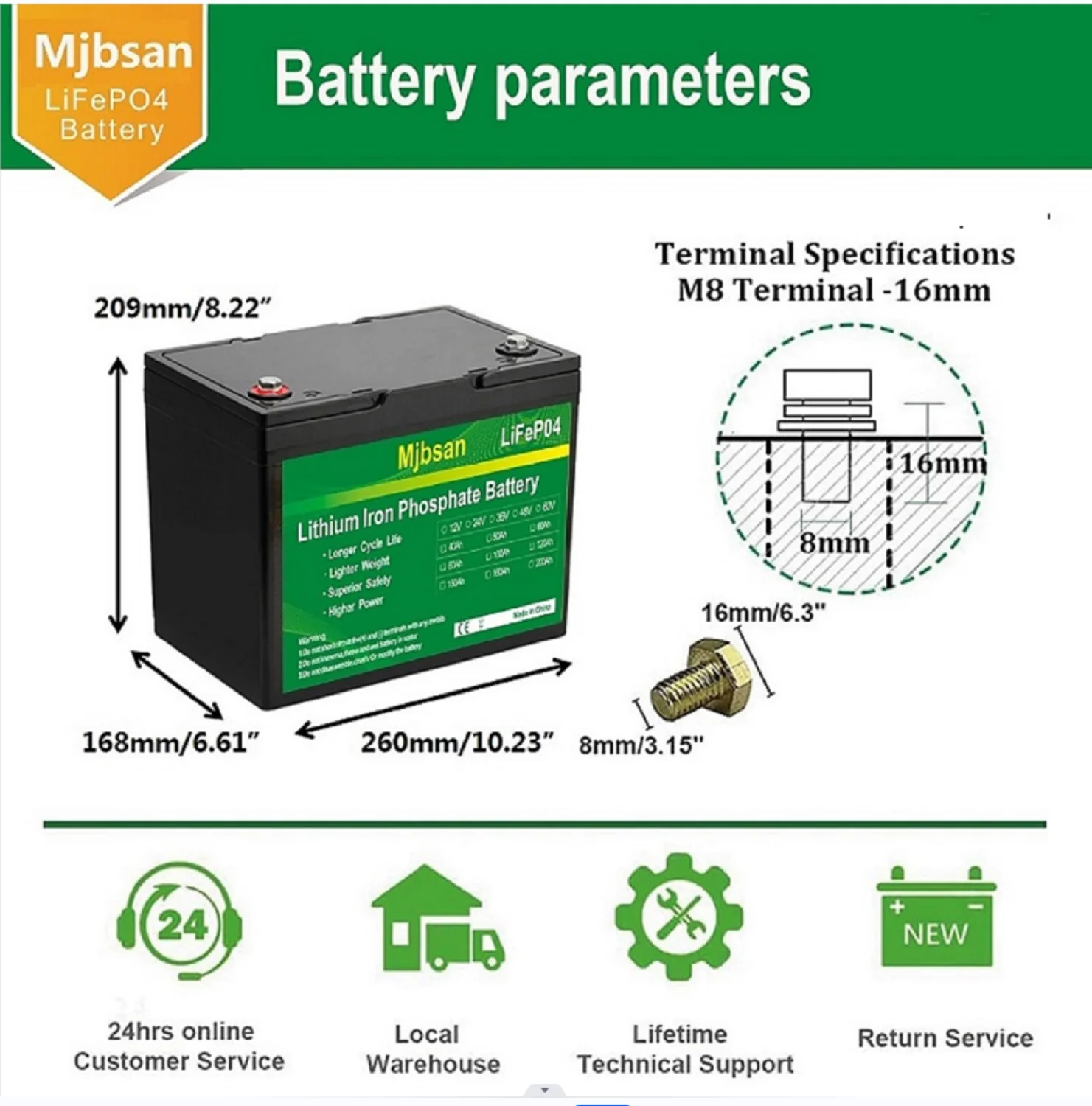 Feence Mini LiFePO4 Bluetooth 100 Ah 12 V Battery with BMS, 4000