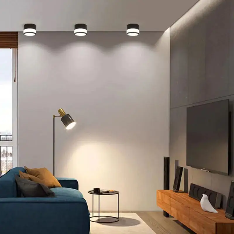 Simple black white Downlights 7W 9W 12W 15W Surface mounted for Living room Bedroom Corridor Hallway Ceiling Lighting 220V 110V