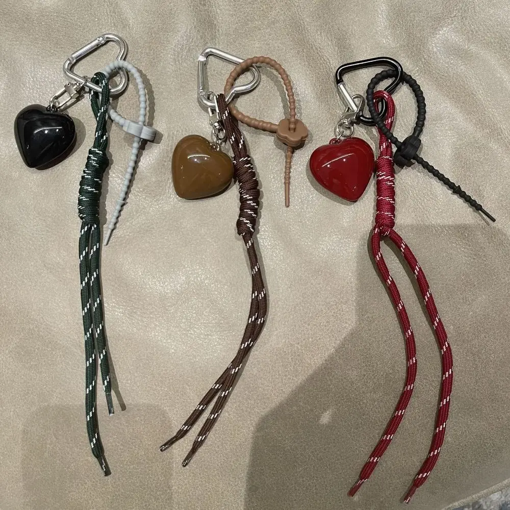 Leather Rope Keychain Cherry Bow Lanyard Handmade Bag Pendant