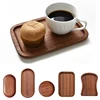 Tableware Dessert Tray Walnut Color Japanese Wood Tray Breakfast Bread Tray INS Creative Tea Saucer Coasters Coffee Coasters 2