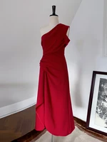 فساتين نسائية بكتف مائلة صلبة غير منتظمة ، خصر عالي بدون أكمام ، فستان نسائي أنيق ، جديد ، ربيع ، أو ، 3WM263 1