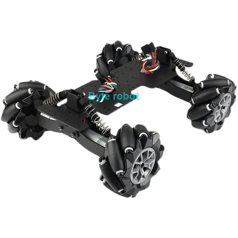 충격 흡수 전방향 모바일 자동차 조정 가능한 4WD 메카넘 휠 섀시, 아두이노 로봇 DIY 키트, RC 서스펜션 휠