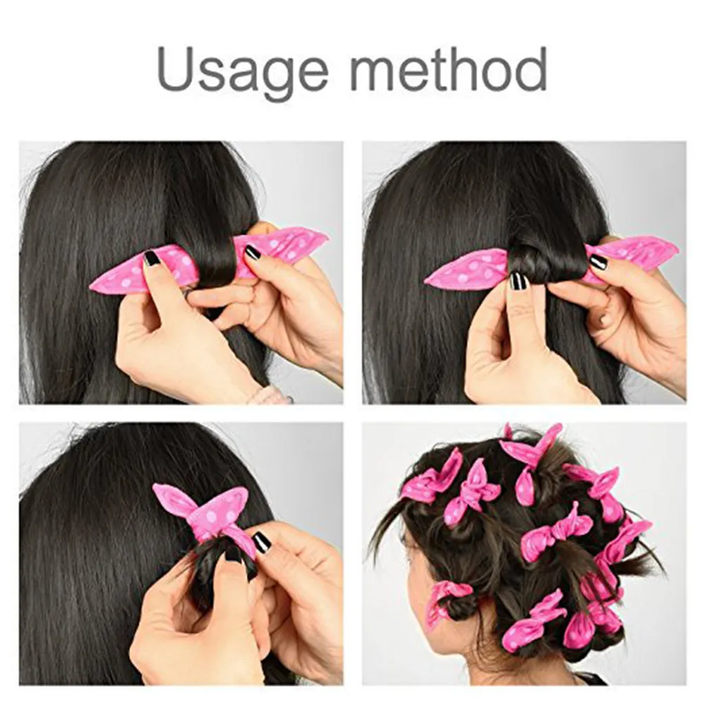 20Pcs 헤어 컬러 스폰지 헤어 롤러 핑크 유연한 컬 도구 스타일링 DIY 여성용 소녀용 하룻밤 사용