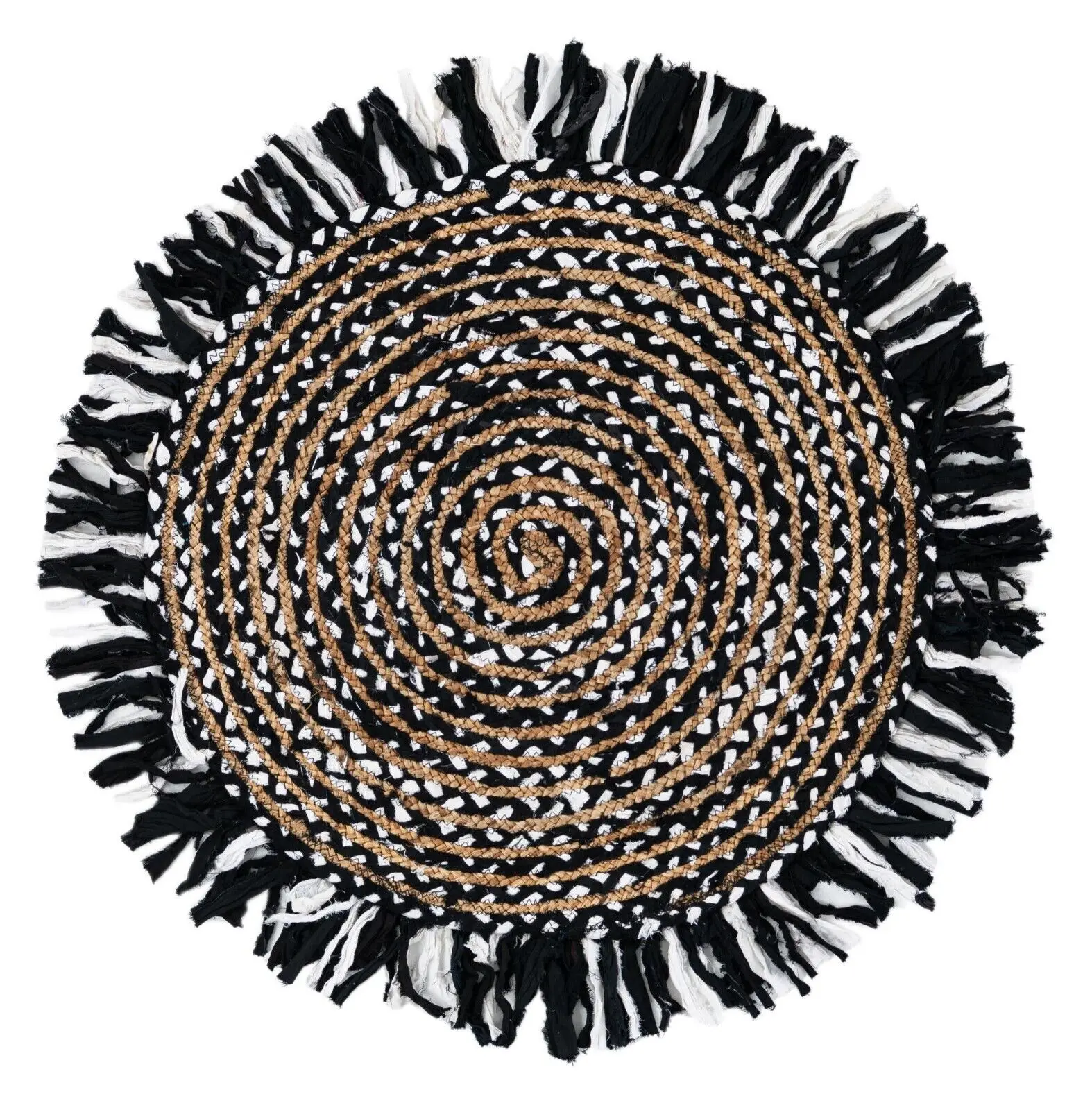 

Rug Natural Jute & Cotton Carpet Braided Style Round Rug area Modern Living Rug