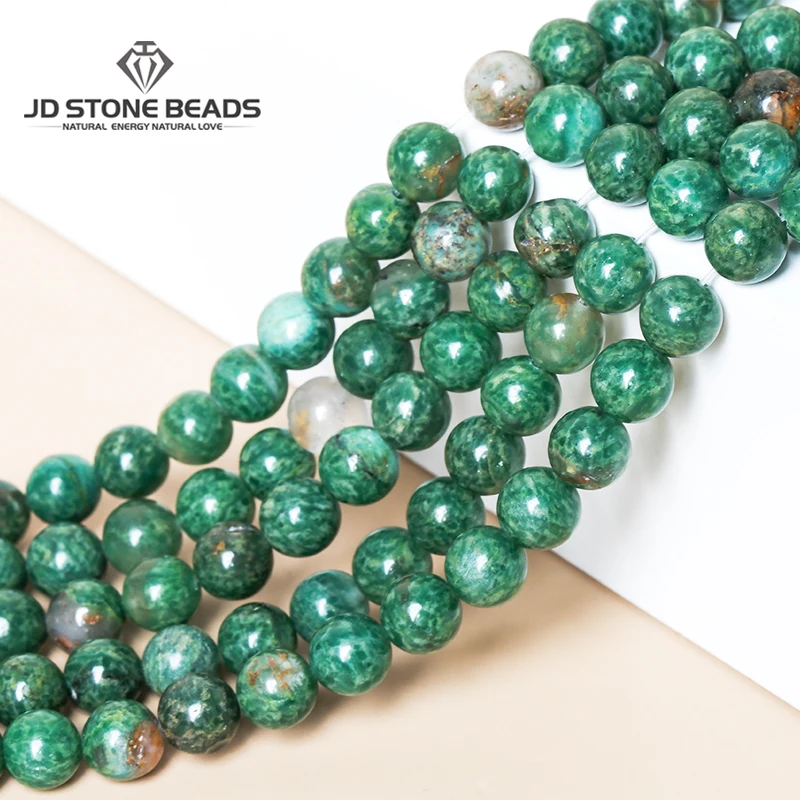 Round Green Jade Stone Loose Beads For Jewelry Making 15" Wholesale Jewelry Bead 
