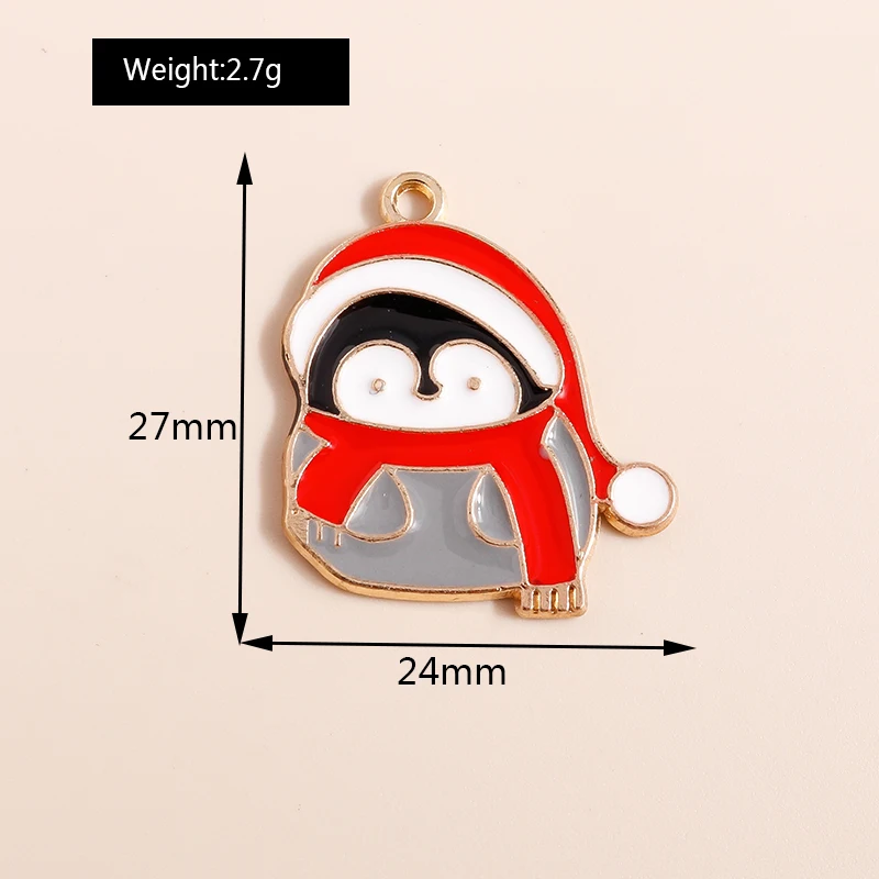 10 Stück süße Emaille Weihnachten Weihnachtsmann Charms Schneemann Glocke Anhänger für Halskette Ohrringe DIY Armband Schmuck Zubehör – Detail 9