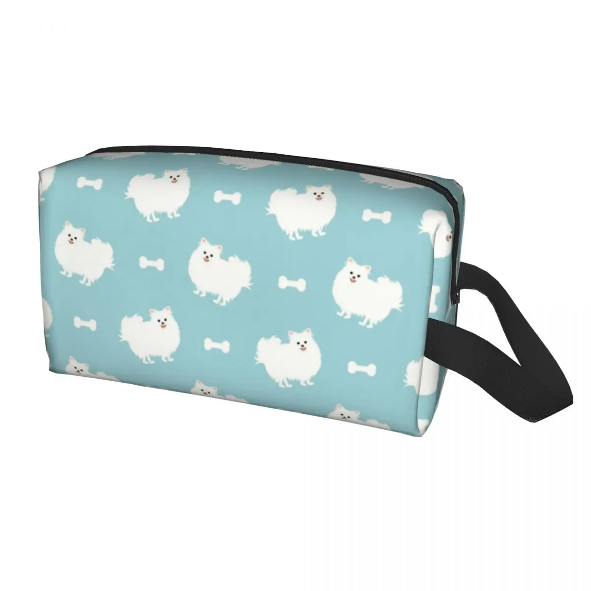 

Cute White Pomeranian Dog Cosmetic Bag Women Kawaii Big Capacity Spitz Puppy Pom Makeup Case Beauty Storage Toiletry Bags