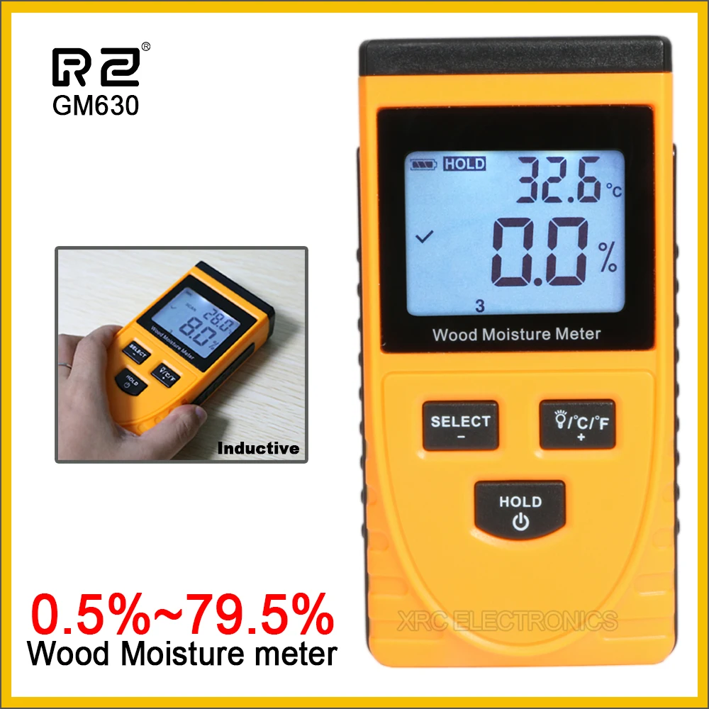 Inductive Wood Moisture Meter Hygrometer Digital Electrical Ambient Temperature Tester Measuring tool GM630 wood moisture meter