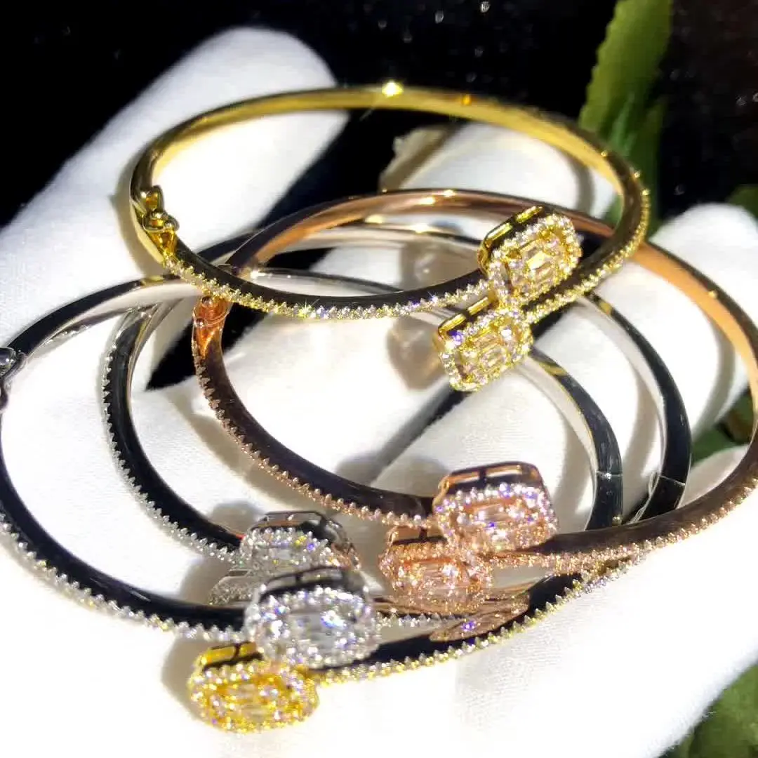 Missvikki Summer Trendy Statement Bangles For Women Wedding Luxury Stackable Full Cubic Zircon Crystal CZ Dubai Bracelets 3