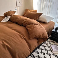 Ensemble de literie en coton massif, linge de lit avec drap, housse de couette, taies d'oreiller, drap de lit pour Couple, King, Queen, Double, taille 6