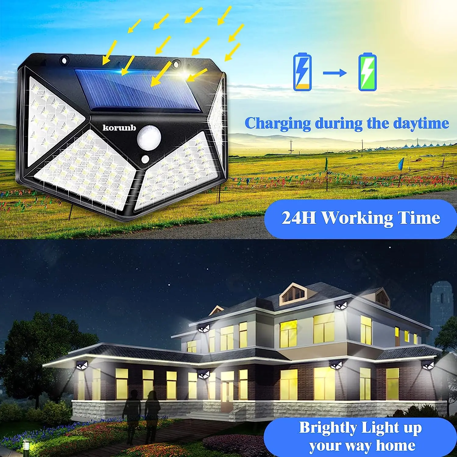 100 LED Solar Wall Light