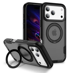 Shockproof Heavy Duty Armor Phone Case with Metal Brackets - iPhone 17 Pro (Grey)
