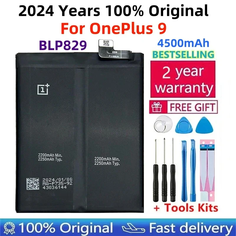 

100% оригинальный новый высококачественный аккумулятор BLP829 емкостью 4500 мАч для телефона Сменный аккумулятор для OnePlus 9 One Plus 9 батареи Аккумулятор инструмент