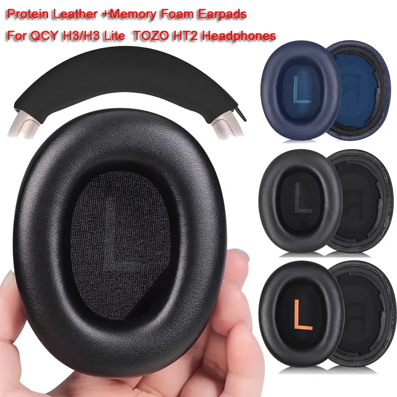 Earpads Silicone Zipper Headband Cover for QCY H3 & H3 Lite Headphone Repalcement Ear Pads Cushions Earmuff for TOZO HT2