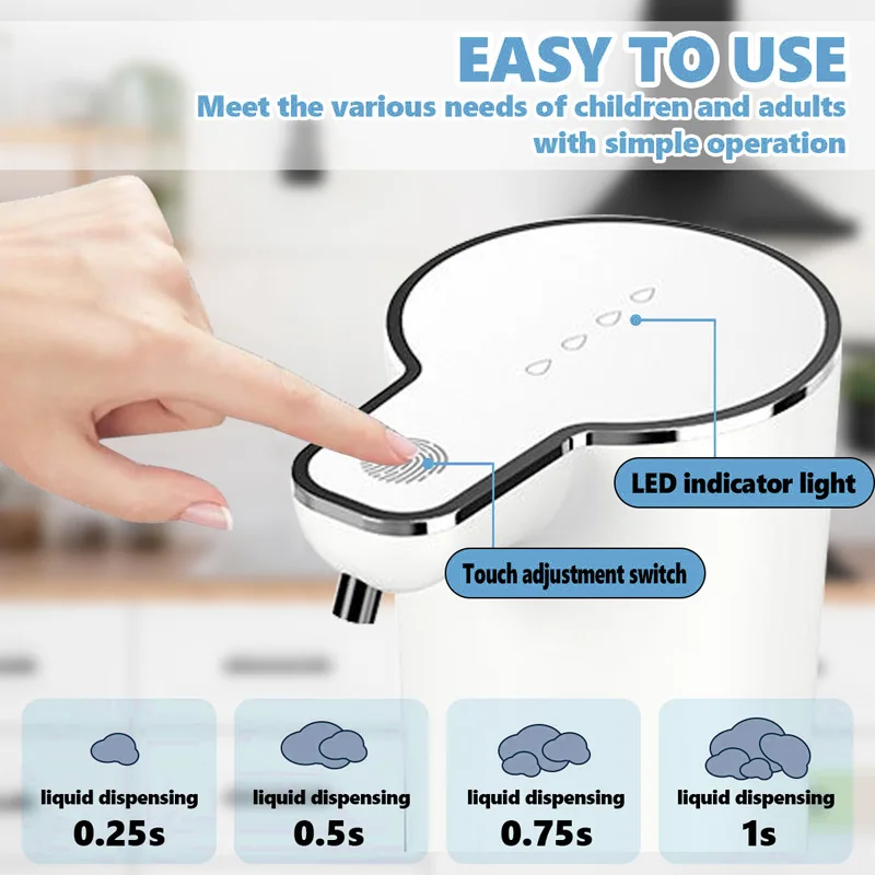 350ml Automatic Foam Gel Soap Dispenser Sensor Touchless Bathroom Smart Hand Sanitizer Washer USB Rechargeable Wall-Mounted 5