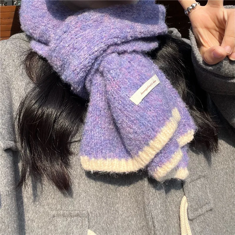 

2022 new wool blend loop yarn collision color plush scarf