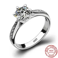 Luxury 925 Sterling Silver Classic Ring for Women Six claw jewelry simple 70ct diamond ring imitation diamond women's ring 1