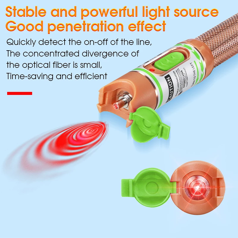 High-Quality Optical Fiber Red Light Source Optic Laser Tester Pen Visual Fault Locator ST FC SC Connector 10KM 30KM 50KM VFL