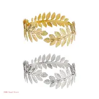 Retro Greek Roman Open Ended Leaf Bracelet Armband Upper Arm Cuff Armlet Festival Bridal Dance Jewelry 1