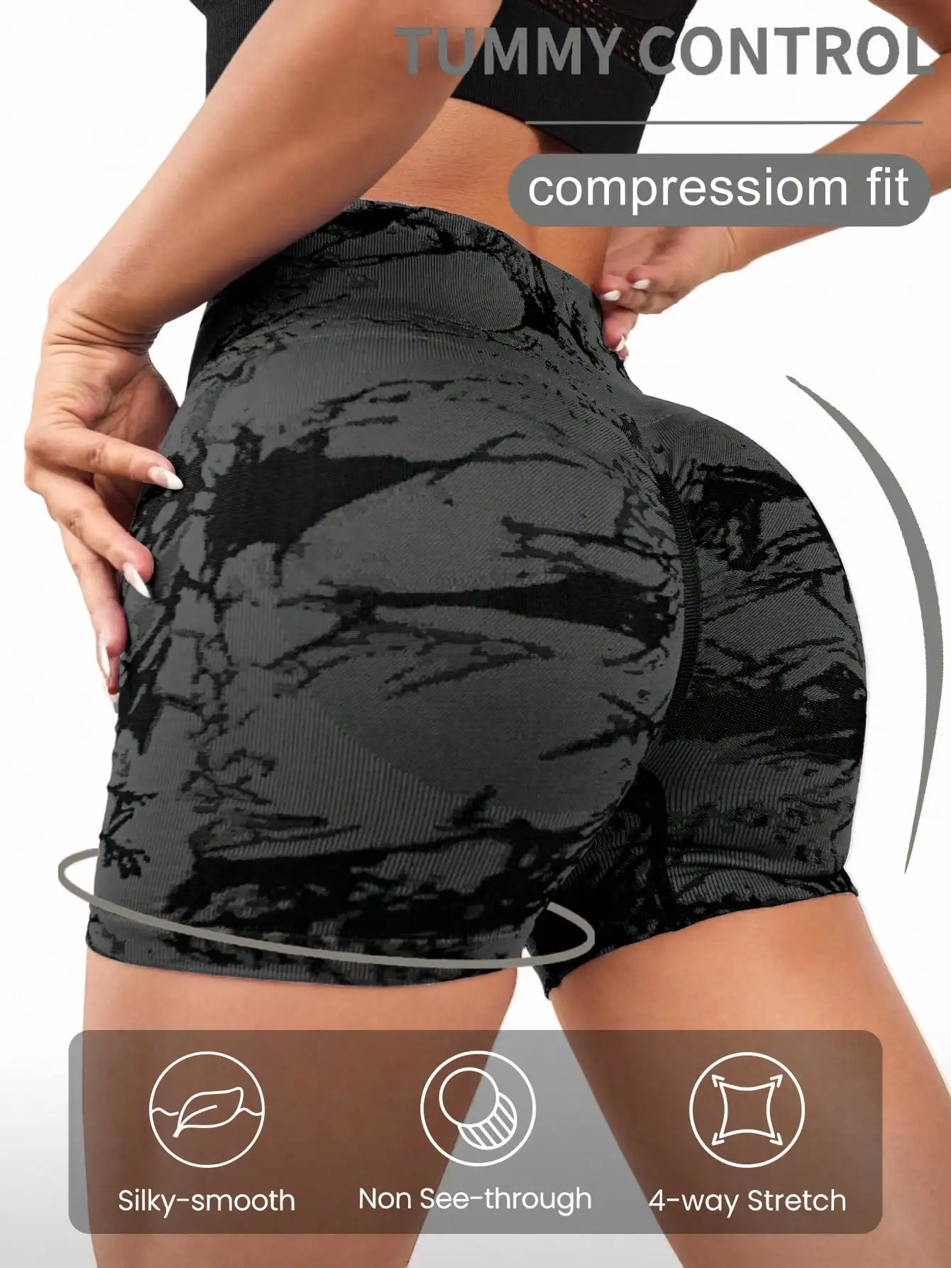 Workout Shorts Yoga Shorts Sports Shorts Running Shorts Seamless Shorts Tie-dye High-waisted Seamless Peach-butt Yoga Shorts Suitable For Gym Training And Outdoor Cycling Sports Women's Sportswear