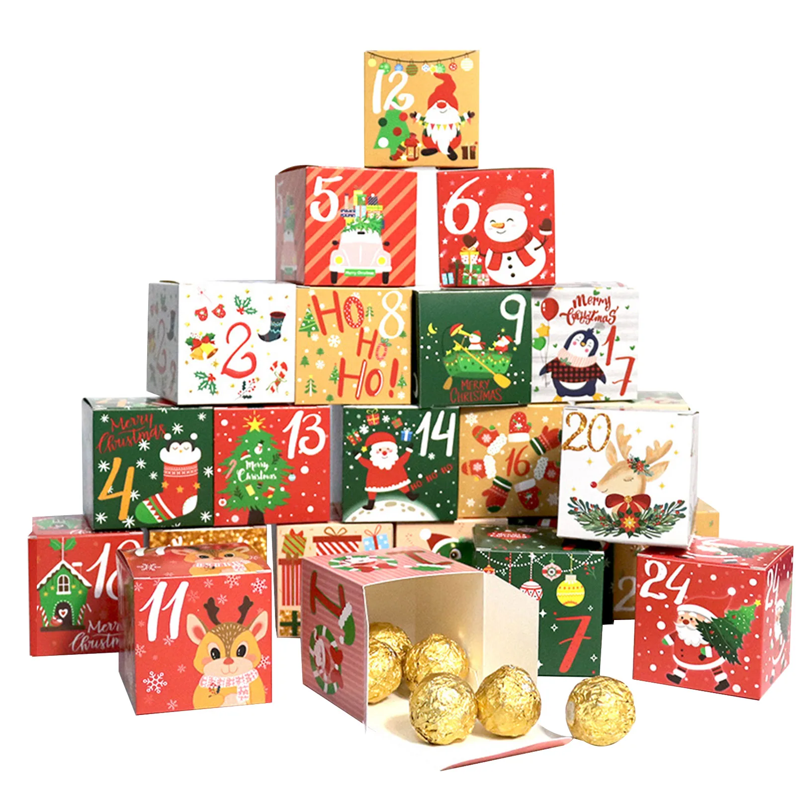 Christmas Advent Calendar Boxes 24 Days DIY Advent Calendar Boxes Christmas Countdown Gift Empty Gift Box