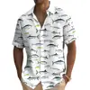 Summer Fashion Ocean Fish Print Men's Short Sleeve Casual Printed Tops Seaside Vacation Travel Wear Oversized Tops 6